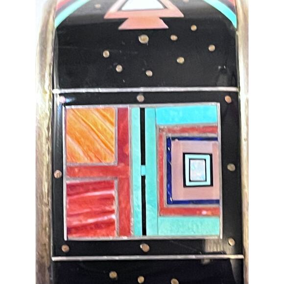 ErVin Paul Tsosie Navajo Sterling Silver Micro Inlay  Cuff Bracelet - Picture 4 of 13